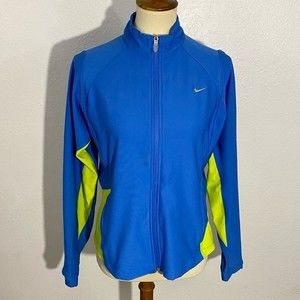 Nike Dri-Fit Warm Up Jacket Women’s Size L (12-14) Blue Yellow Full-Zip